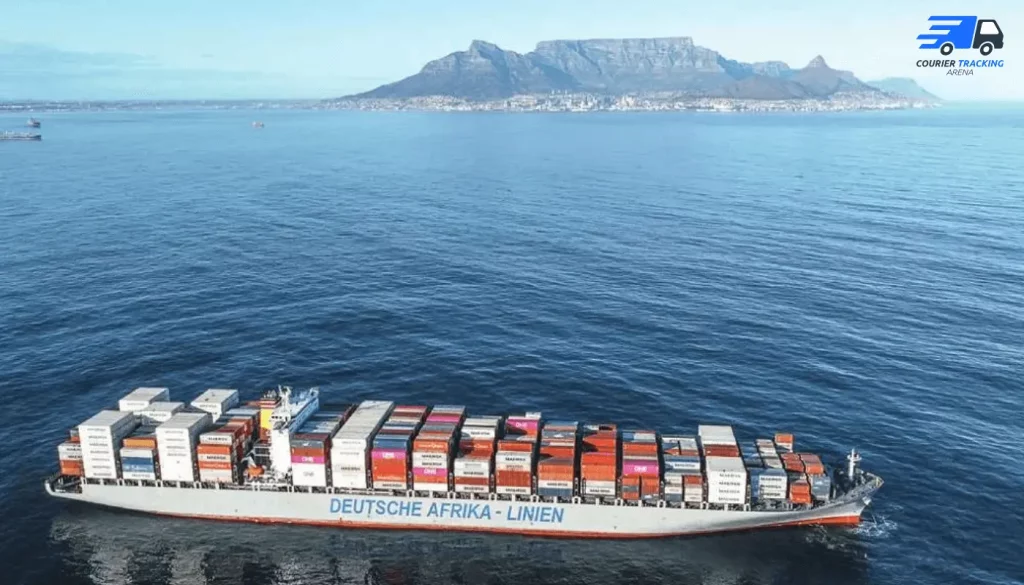 Boxc Ship in International Waters with Containers